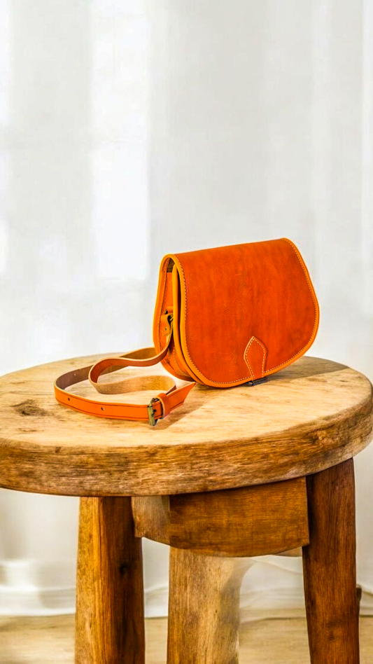 Handcrafted Leather Saddle Bag – Burnt Orange