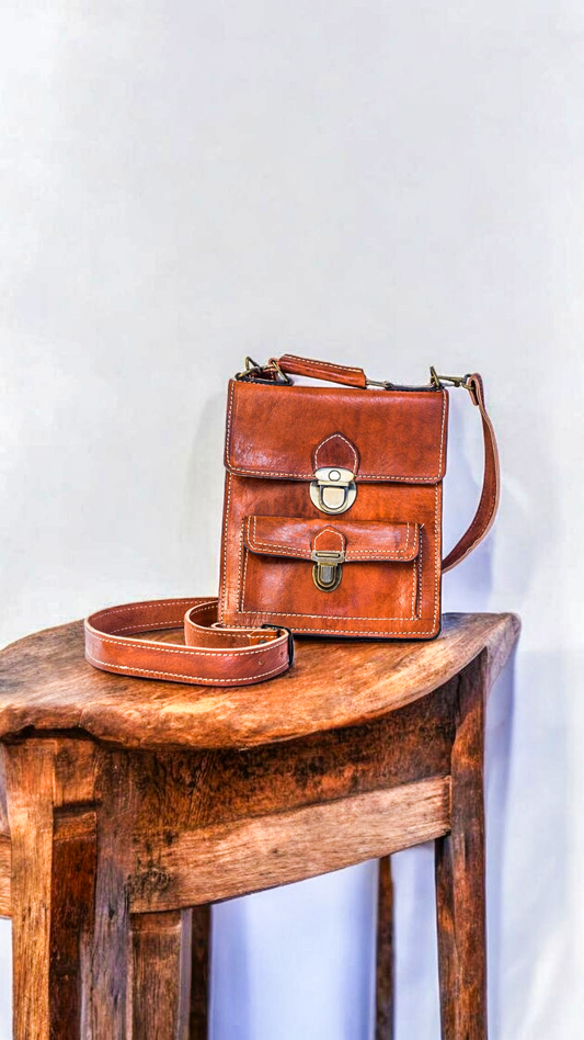 Handcrafted Leather Satchel Bag – Vintage Brown