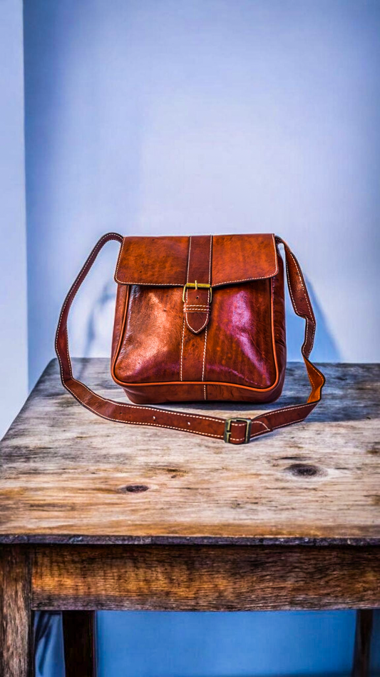 Handcrafted Leather Messenger Bag – Classic Brown