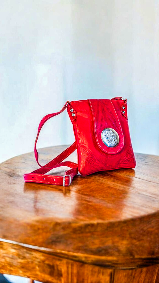 Handcrafted Leather Crossbody Bag – Scarlet Red